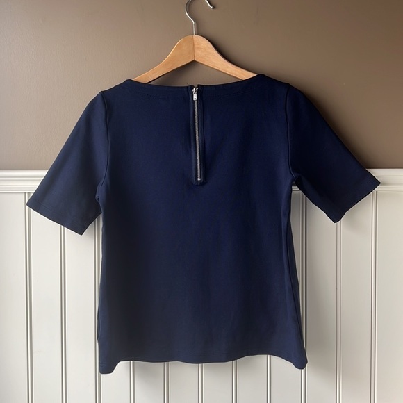GAP Navy Blue Boatneck Zip Back Blouse Top Size xs - Picture 5 of 10